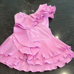 DO+BE Pink Jumpsuit with Elegant Pleats and Ruffled Tiers